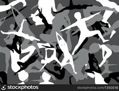 Silhouette Yoga Pose Grey Camouflage