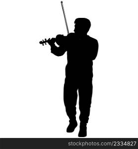 Silhouettes a musician violinist playing the violinon a white background.. Silhouettes a musician violinist playing the violinon a white background