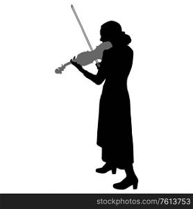 Silhouettes a musician violinist playing the violinon a white background.. Silhouettes a musician violinist playing the violinon a white background