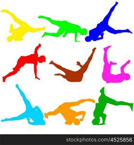Silhouettes breakdancer on a white background. Vector illustration. Silhouettes breakdancer on a white background. Vector illustration.