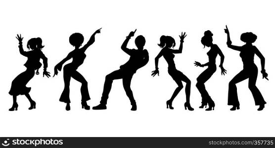silhouettes collection set. young people dancing. men women boys girls. Pop art retro vector illustration kitsch vintage. silhouettes collection set. young people dancing. men women boys girls