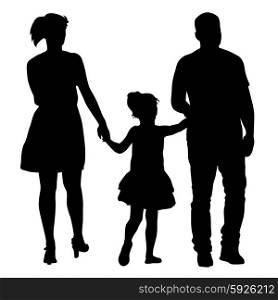 Silhouettes Family on white background. Vector illustration.