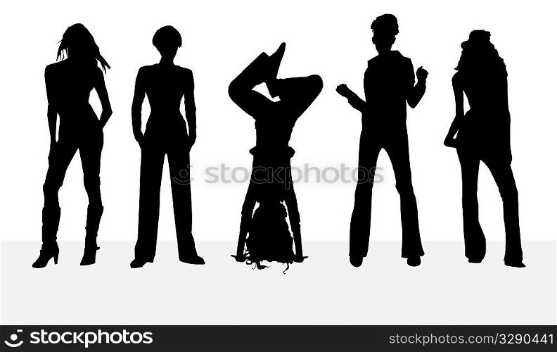 silhouettes girl on white background