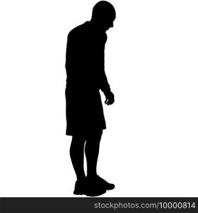 Silhouettes man long jump on white background.. Silhouettes man long jump on white background