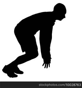 Silhouettes man long jump on white background.. Silhouettes man long jump on white background