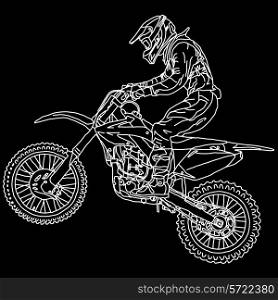 silhouettes Motocross rider on a motorcycle. Vector illustrations.