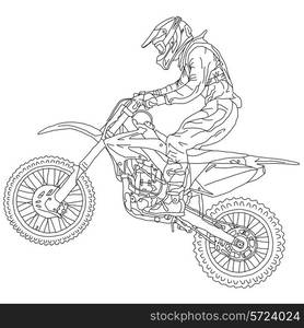 silhouettes Motocross rider on a motorcycle. Vector illustrations ...