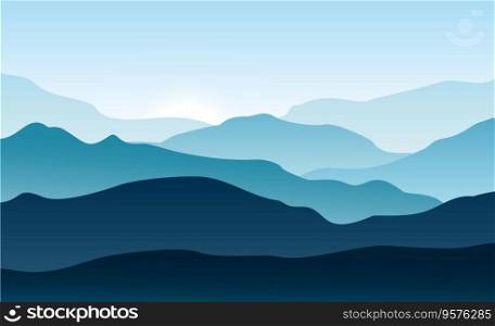 Silhouettes mountains with fog forest vector image