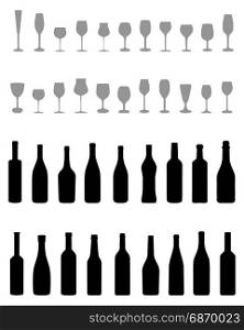 silhouettes of bottles and glasses