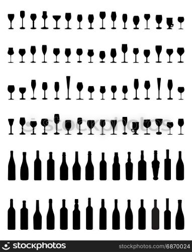 silhouettes of bottles and glasses