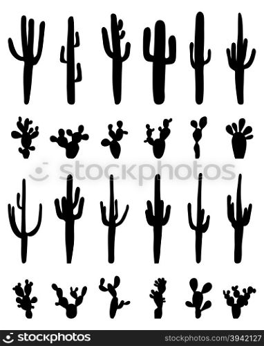 silhouettes of cactus