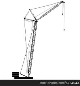Silhouettes of crane on building. Vector illustration.