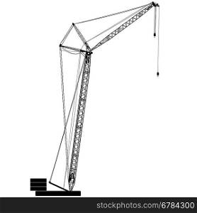 Silhouettes of crane on building. Vector illustration.