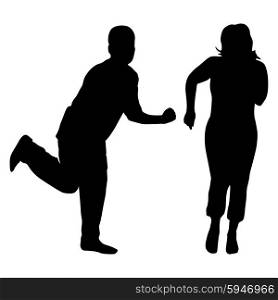 Silhouettes of dancing men and women. Vector illustration.. Silhouettes of dancing men and women. Vector illustration