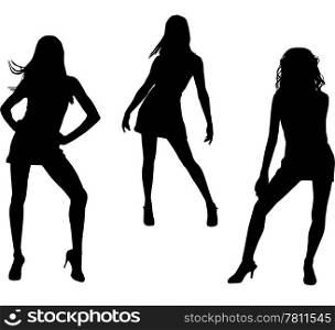 Silhouettes of dancing women