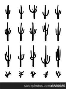 silhouettes of different cactus