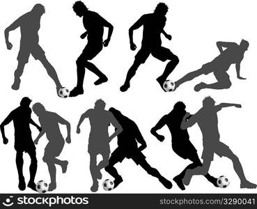 Silhouettes of football players in various poses — Stockphotos.com