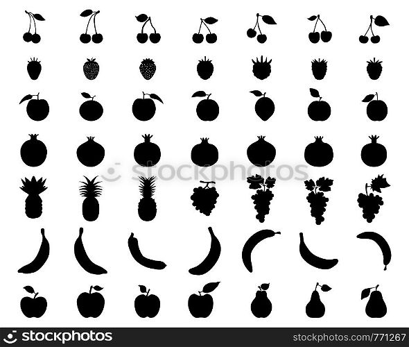 Silhouettes of fruit,vector icon set for web and mobile
