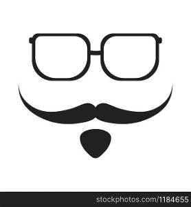 Silhouettes of glasses and a mustache with a beard isolated on white background. Silhouettes of glasses and a mustache with a beard isolated