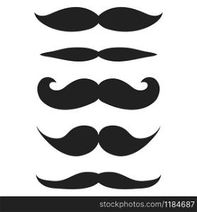 Silhouettes of glasses and a mustache with a beard isolated on white background. Silhouettes of glasses and a mustache with a beard isolated