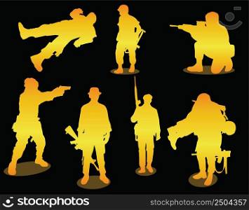 silhouettes of golden soldiers