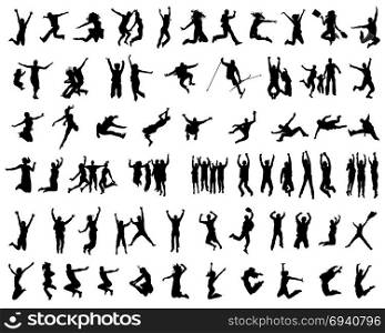 Silhouettes of jumping