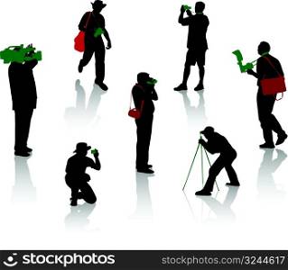 Silhouettes of photographers during the different moments of shooting