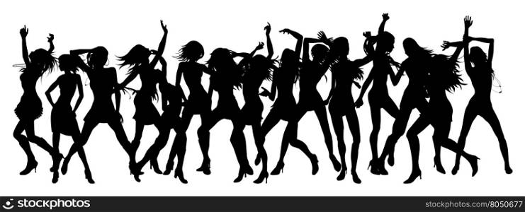 Silhouettes of sexy beautiful women dancing