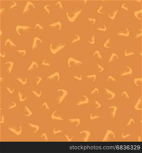 Silhouettes of Shrimps Seamless Pattern on Orange Background. Exquisite Sea Food.. Silhouettes of Shrimps Seamless Pattern
