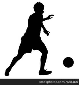 silhouettes of soccer players with the ball on white background.. silhouettes of soccer players with the ball on white background