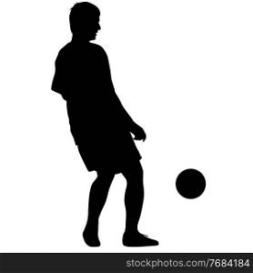 silhouettes of soccer players with the ball on white background.. silhouettes of soccer players with the ball on white background
