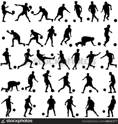 silhouettes of soccer players with the ball. Vector illustration. silhouettes of soccer players with the ball. Vector illustration.