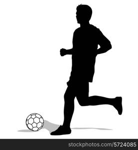 silhouettes of soccer players with the ball. Vector illustration.