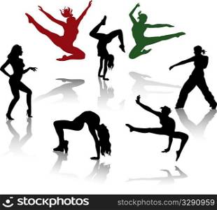 Silhouettes of the modern dancer.