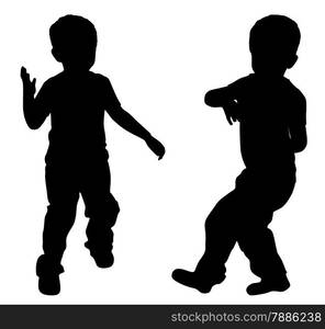 Silhouettes of two little boys who play — Stockphotos.com