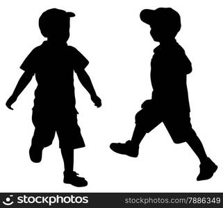 Silhouettes of two little boys who play — Stockphotos.com