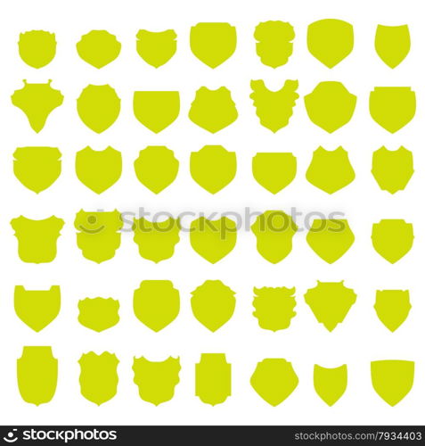 Silhouettes of Yellow Shields Isolated on White Background.. Yellow Shields
