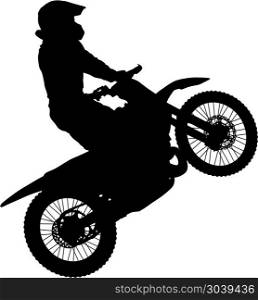 Silhouettes Rider participates motocross championship on white background. Silhouettes Rider participates motocross championship on white background.