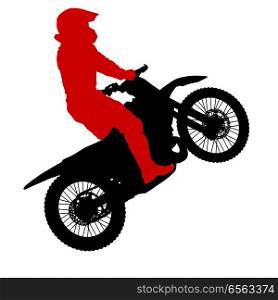 Silhouettes Rider participates motocross championship on white background.. Silhouettes Rider participates motocross championship on white background