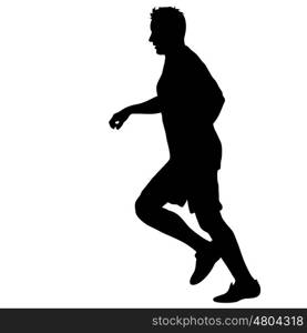 Silhouettes. Runners on sprint men vector illustration.