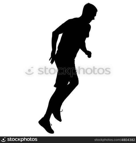 Silhouettes. Runners on sprint men vector illustration.