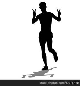 Silhouettes. Runners on sprint men vector illustration.