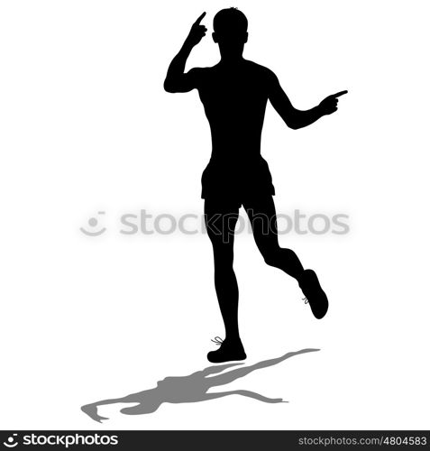 Silhouettes. Runners on sprint men vector illustration.