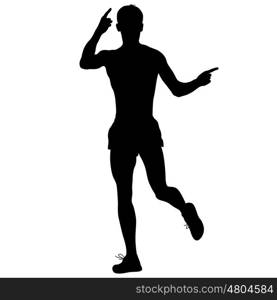 Silhouettes. Runners on sprint men vector illustration.