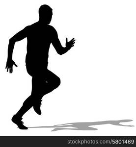 Silhouettes Runners on sprint, men. vector illustration.