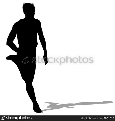 Silhouettes Runners on sprint, men. vector illustration.