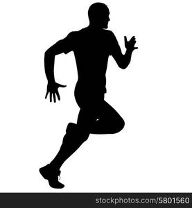 Silhouettes Runners on sprint, men. vector illustration.