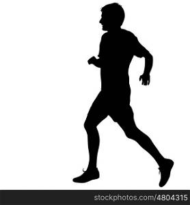 Silhouettes. Runners on sprint, men. vector illustration. Silhouettes. Runners on sprint men vector illustration.