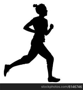 Silhouettes Runners on sprint, women. vector illustration.