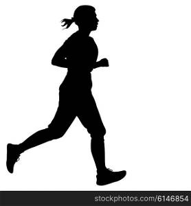 Silhouettes Runners on sprint, women. vector illustration.